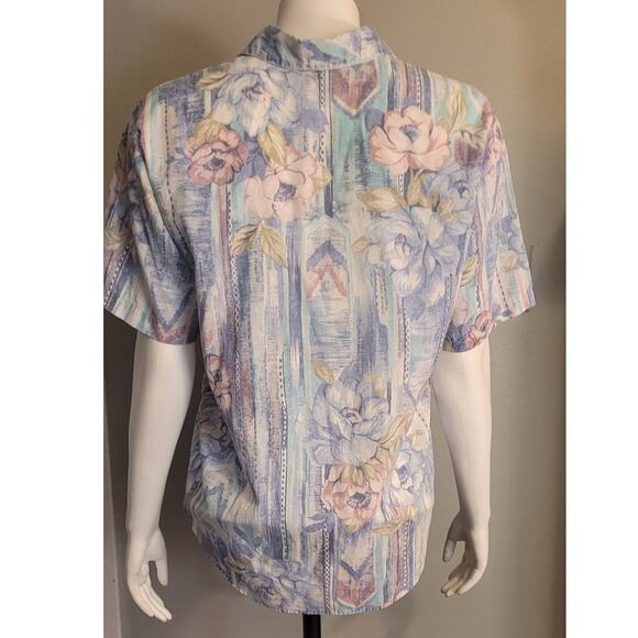 Vintage 80s Casey & Max Pastel Floral Blouse Sz Small Kitschy Grannycore Retro - Picture 4 of 10